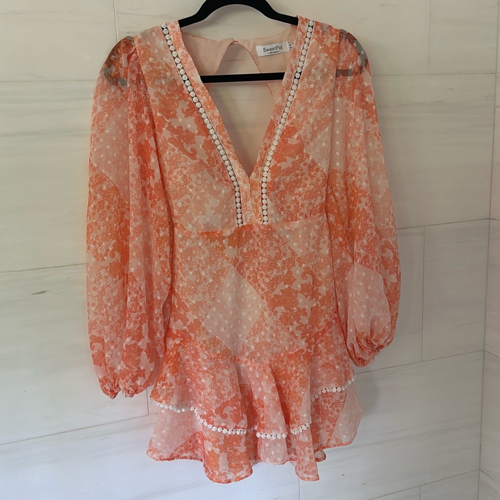 Sweet Pot boho long sleeve mini dress- Sz 2